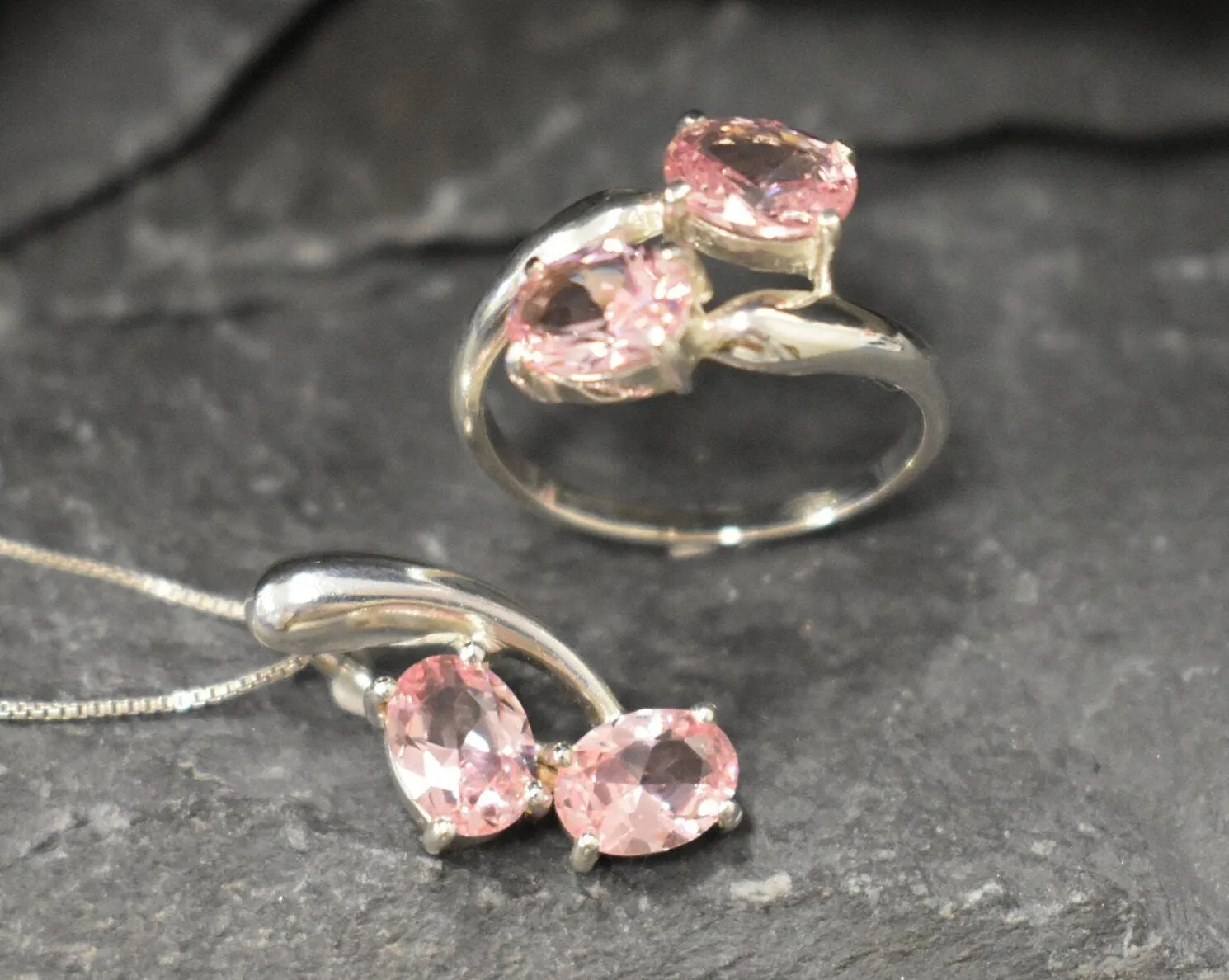Morganite Ring - Pink Diamond Ring - Pink Bypass Ring