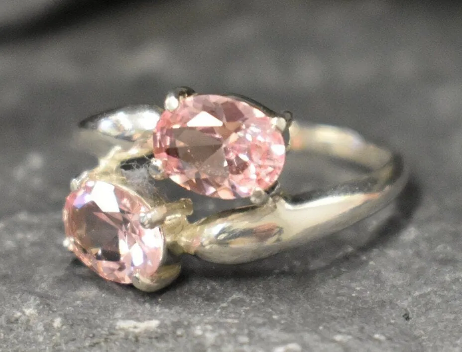 Morganite Ring - Pink Diamond Ring - Pink Bypass Ring
