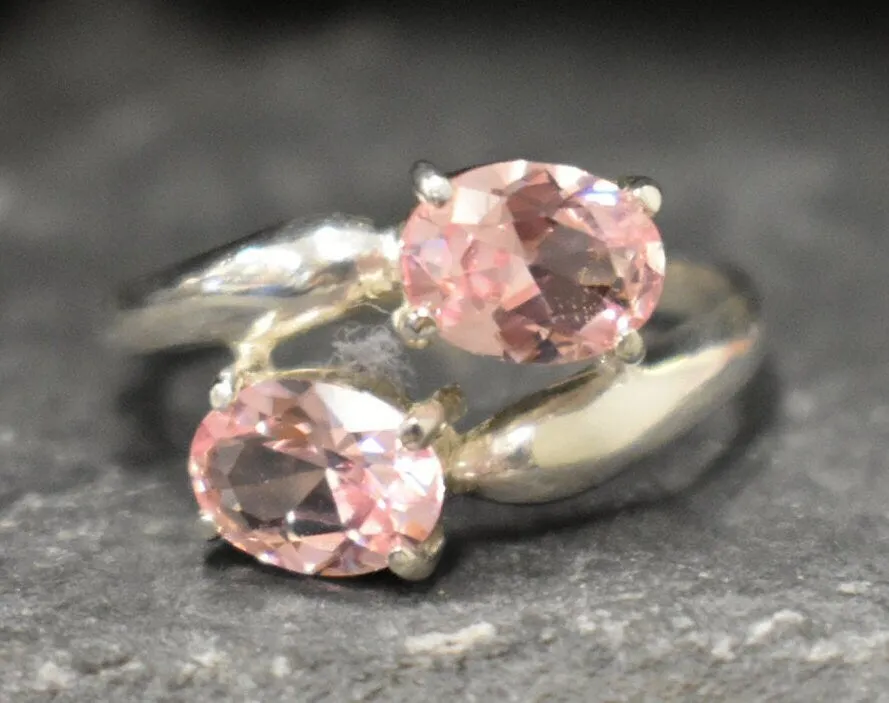 Morganite Ring - Pink Diamond Ring - Pink Bypass Ring