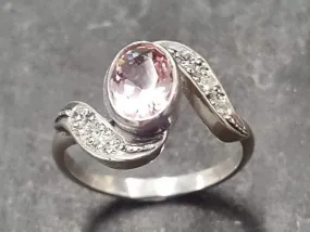 Morganite Ring - Pink Engagement Ring - Vintage Wave Ring