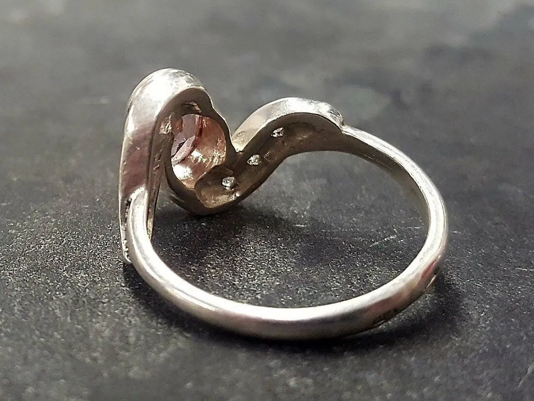Morganite Ring - Pink Engagement Ring - Vintage Wave Ring
