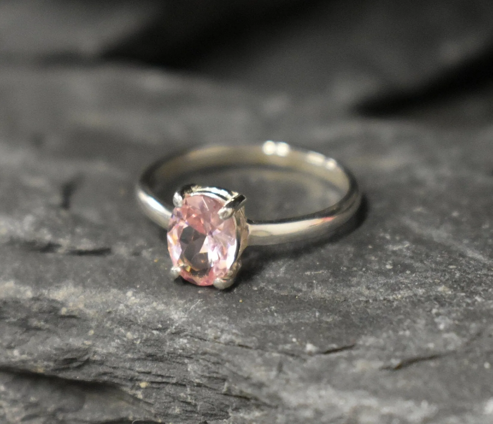 Morganite Ring - Pink Solitaire Ring - Oval Morganite Ring