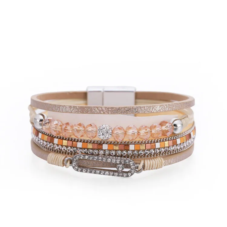 Multilayer Bohemian Beaded Rhinestone Bracelets in Variety Of Colors