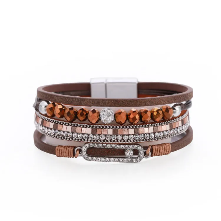 Multilayer Bohemian Beaded Rhinestone Bracelets in Variety Of Colors