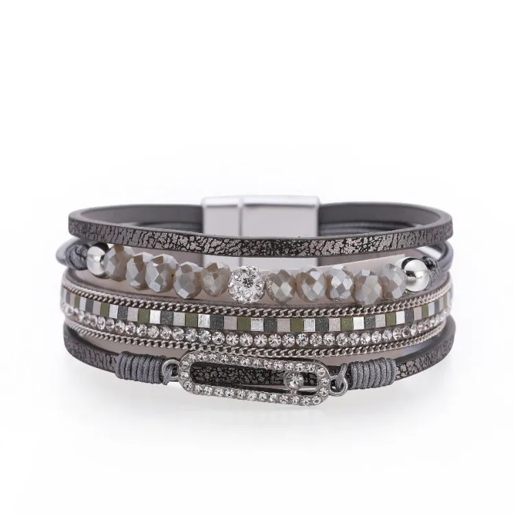 Multilayer Bohemian Beaded Rhinestone Bracelets in Variety Of Colors