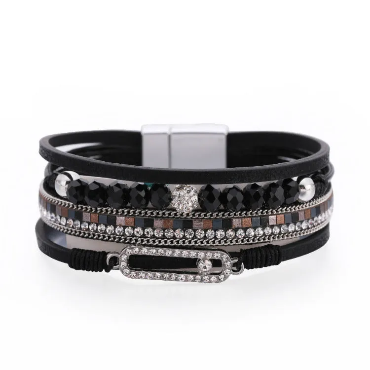 Multilayer Bohemian Beaded Rhinestone Bracelets in Variety Of Colors