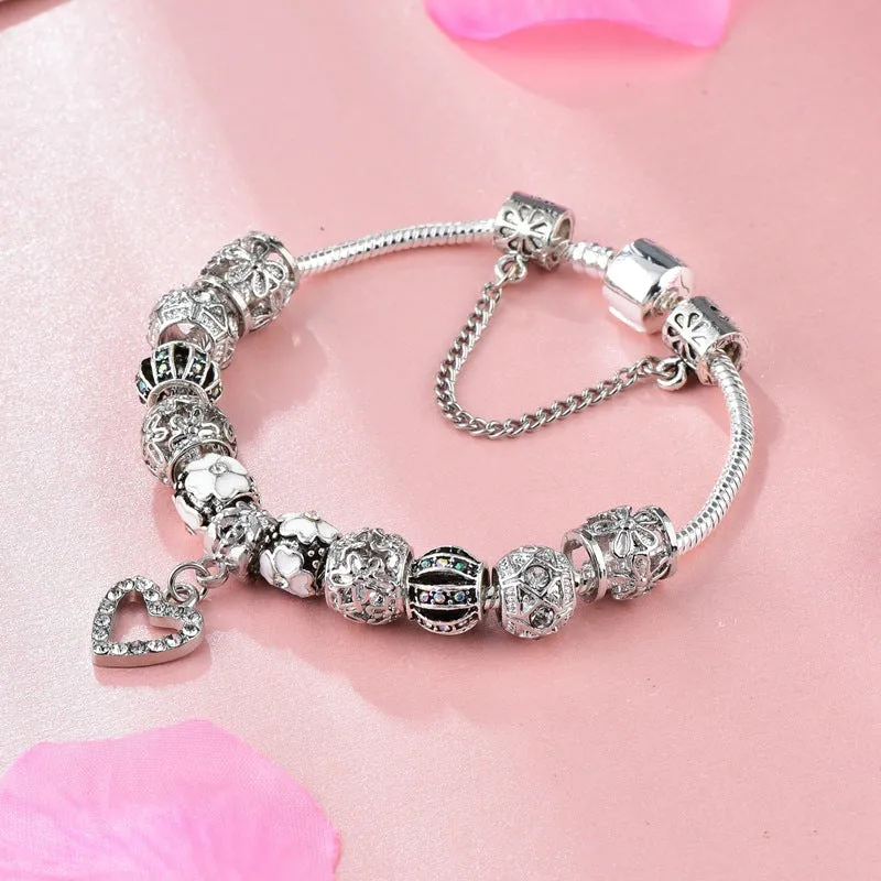Murano Heart Charm Bracelets Made With Crystals From Swarovski