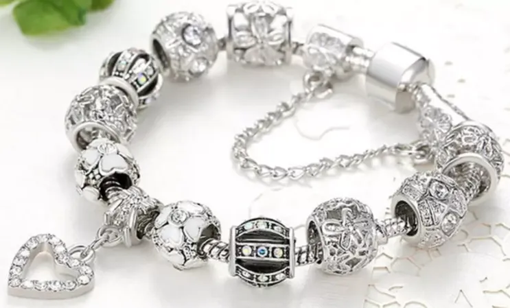 Murano Heart Charm Bracelets Made With Crystals From Swarovski