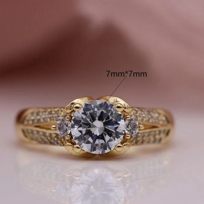 Natural White Sapphire Ring 14K Rose Gold Women's Wedding Jewelry
