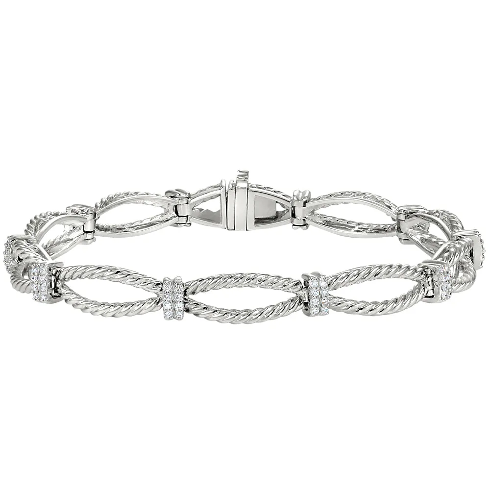 Nautical Rope Bracelet with Diamonds