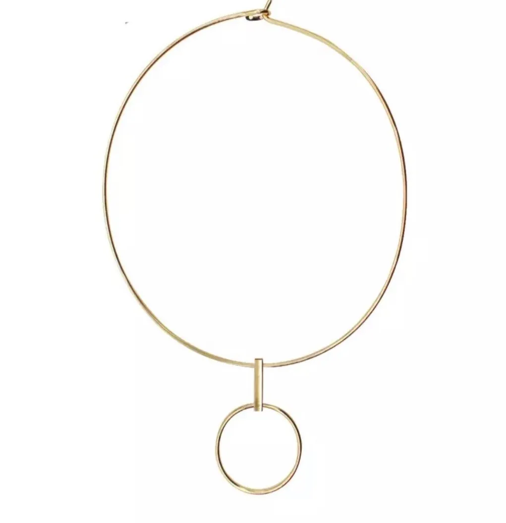 Necklaces - Gold Circle Drop Choker