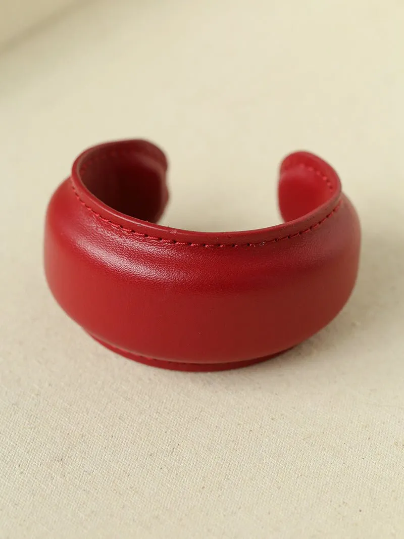 New Angora Red Leather Bracelet