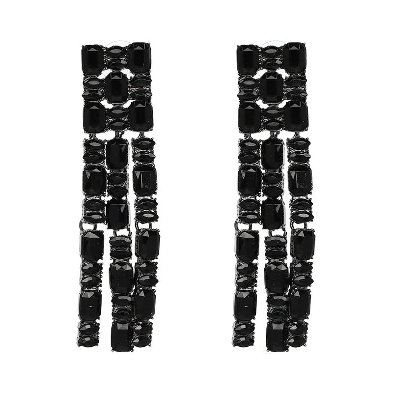 New Christmas Drop Rhinestone Earrings Colorful Tassel Crystal Long Earrings For Women