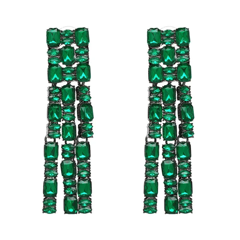 New Christmas Drop Rhinestone Earrings Colorful Tassel Crystal Long Earrings For Women
