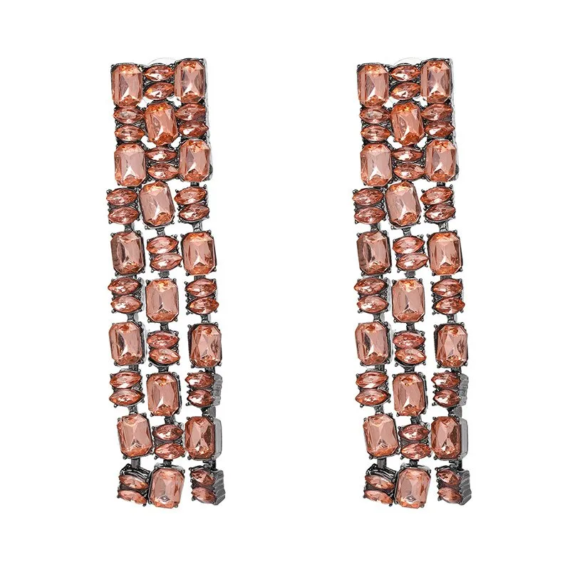 New Christmas Drop Rhinestone Earrings Colorful Tassel Crystal Long Earrings For Women