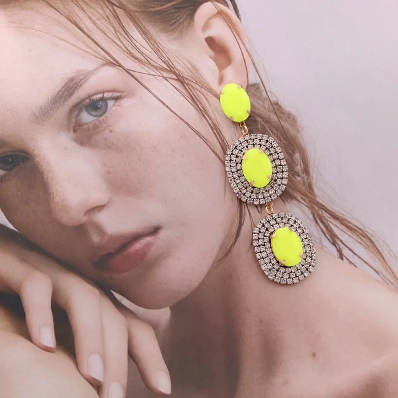 New Colorful Rhinestone Earrings For Women Wedding Crystal Earrings