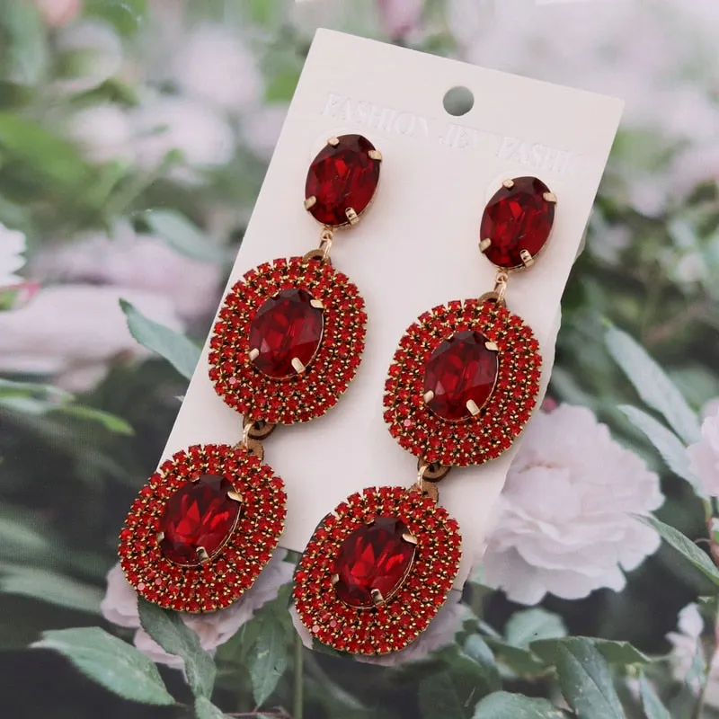 New Colorful Rhinestone Earrings For Women Wedding Crystal Earrings