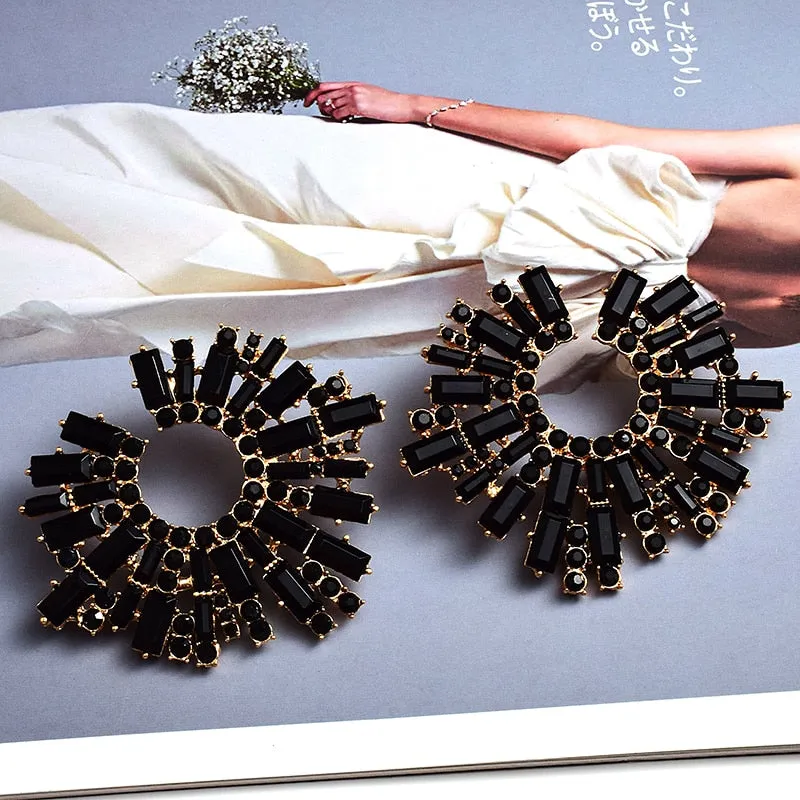 New Design Irregular Metal Colorful Crystal Earrings
