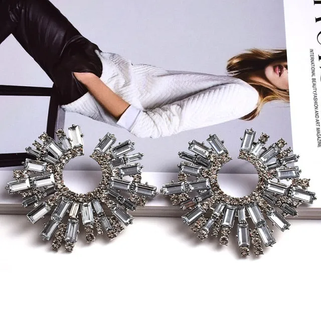 New Design Irregular Metal Colorful Crystal Earrings
