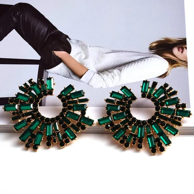 New Design Irregular Metal Colorful Crystal Earrings