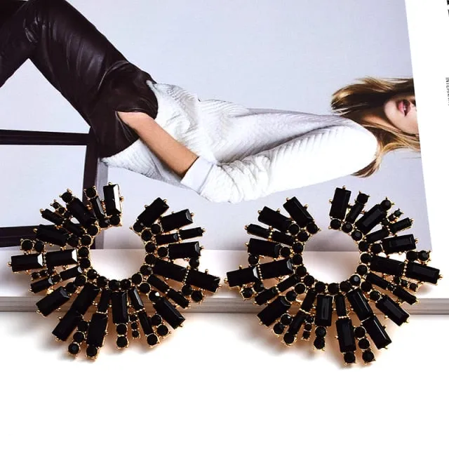 New Design Irregular Metal Colorful Crystal Earrings