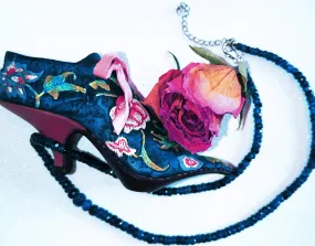 New Sapphire (Rnd) Adjustable Necklace (Size 18 with 2 inch Extender) in Sterling Silver with Lobster Lock 100.00 Ct.