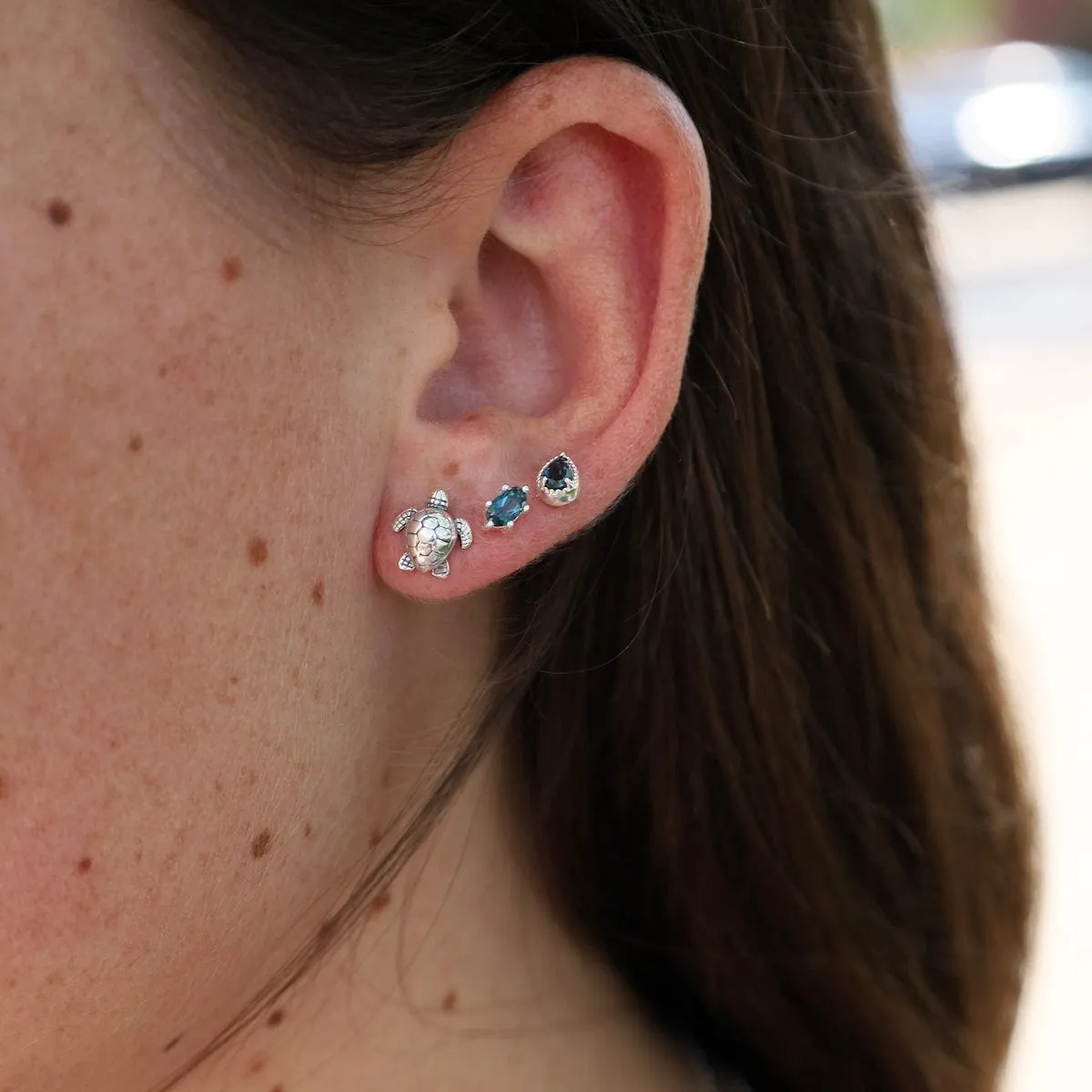 Oval Claw-set London Blue Topaz Stud Earrings