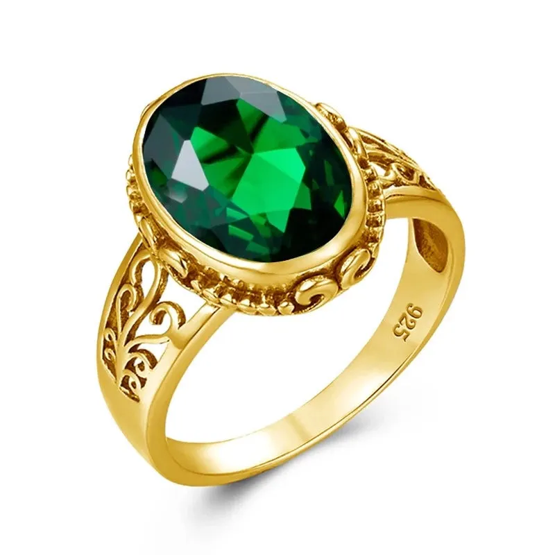 Oval Cut Citrine Art Deco Ring Yellow Gold For Women Jewelry Wedding
