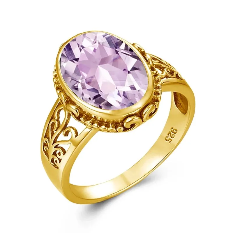 Oval Cut Citrine Art Deco Ring Yellow Gold For Women Jewelry Wedding