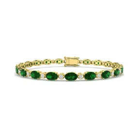 Oval Emerald & Diamond Tennis Bracelet