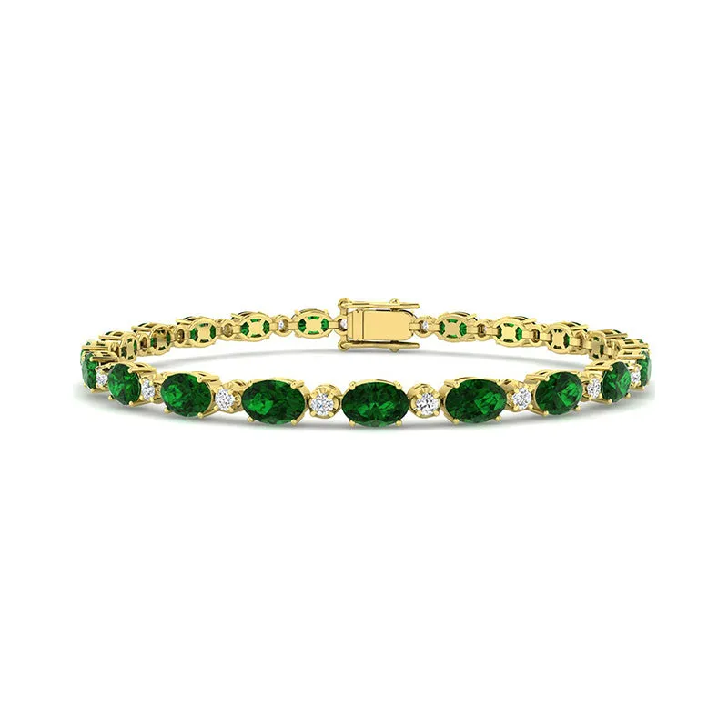 Oval Emerald & Diamond Tennis Bracelet