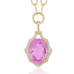 Oval Morganite & Diamond Pendant Chain Necklace