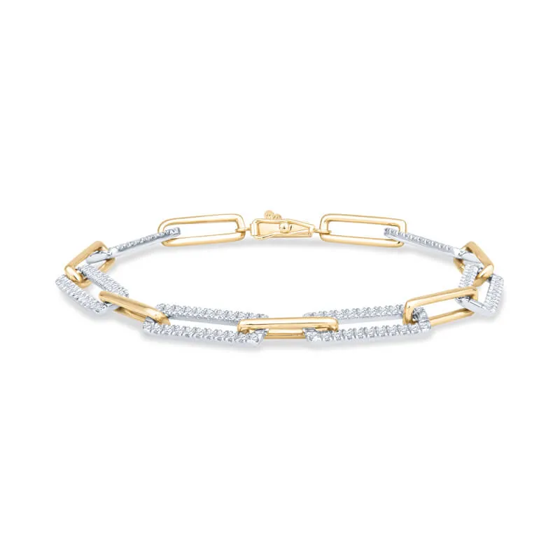 Paperclip Diamond and Gold Bracelet