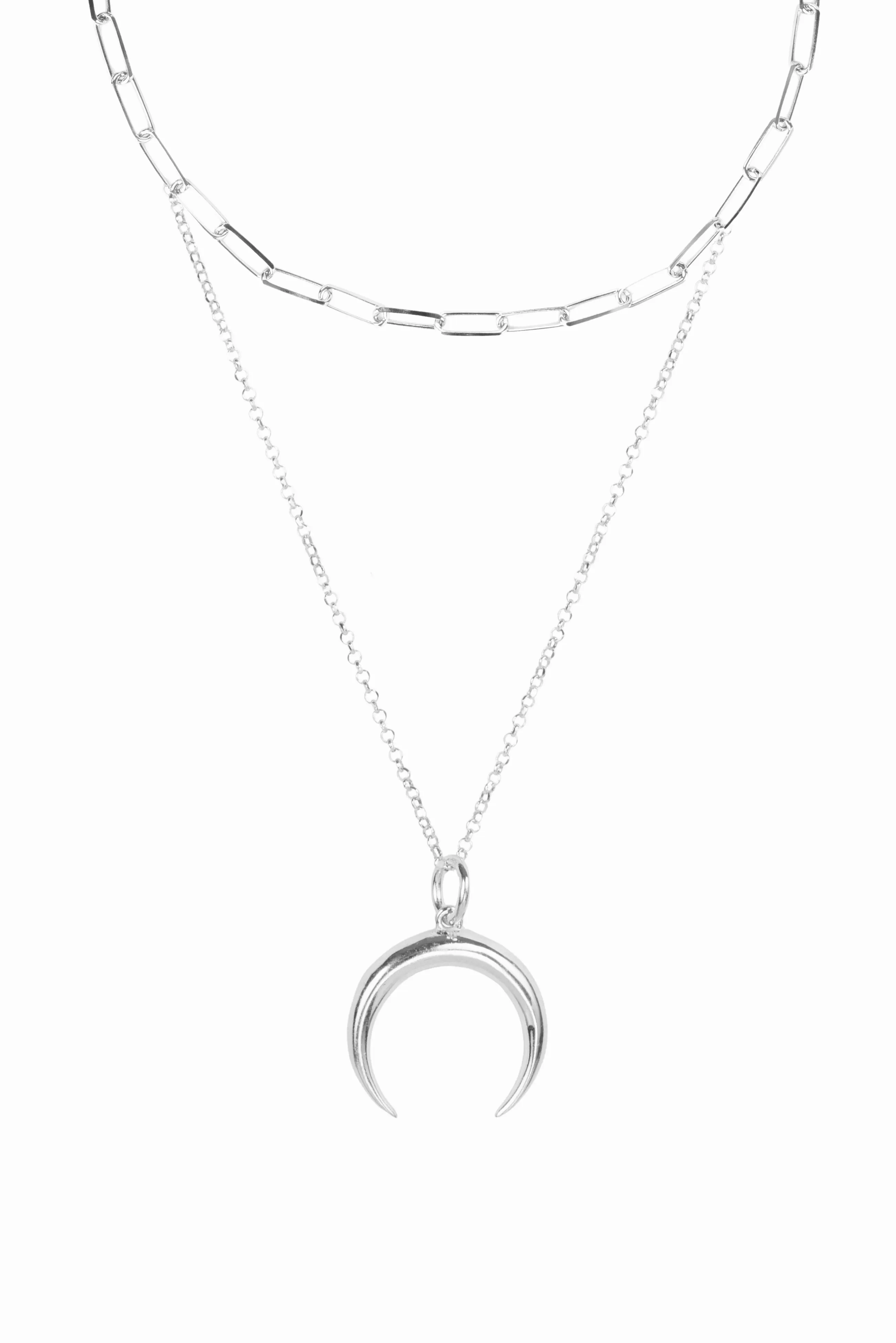 PAPERCLIP   WISH MOON NECKLACE | SET SILVER
