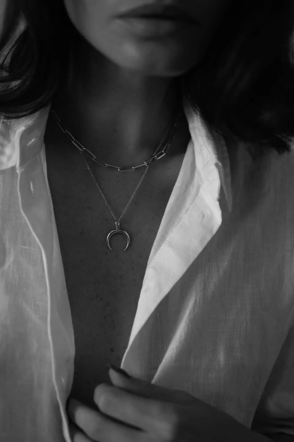 PAPERCLIP   WISH MOON NECKLACE | SET SILVER