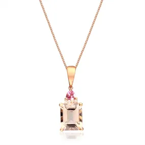 Patricia 14K Rose Gold Emerald-Cut Madagascar Morganite Pendant