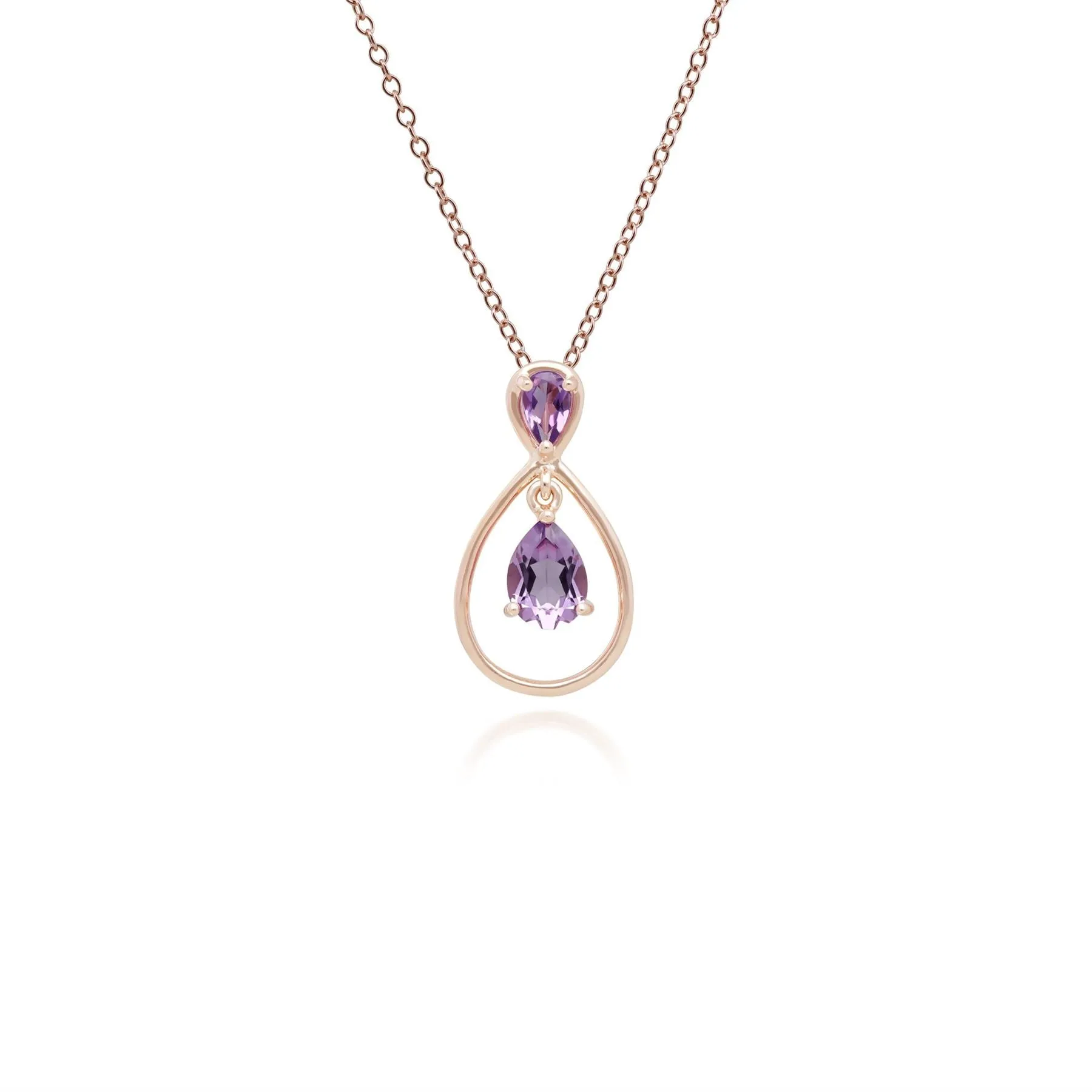 Pendentif Classique Or Rose 375 Améthyste Poire