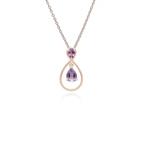 Pendentif Classique Or Rose 375 Améthyste Poire