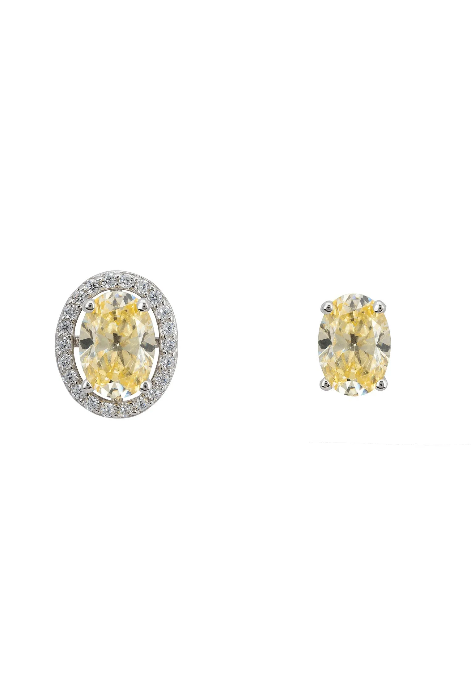 Petite Fleur Convertible Stud Earrings in Silver with Yellow Topaz