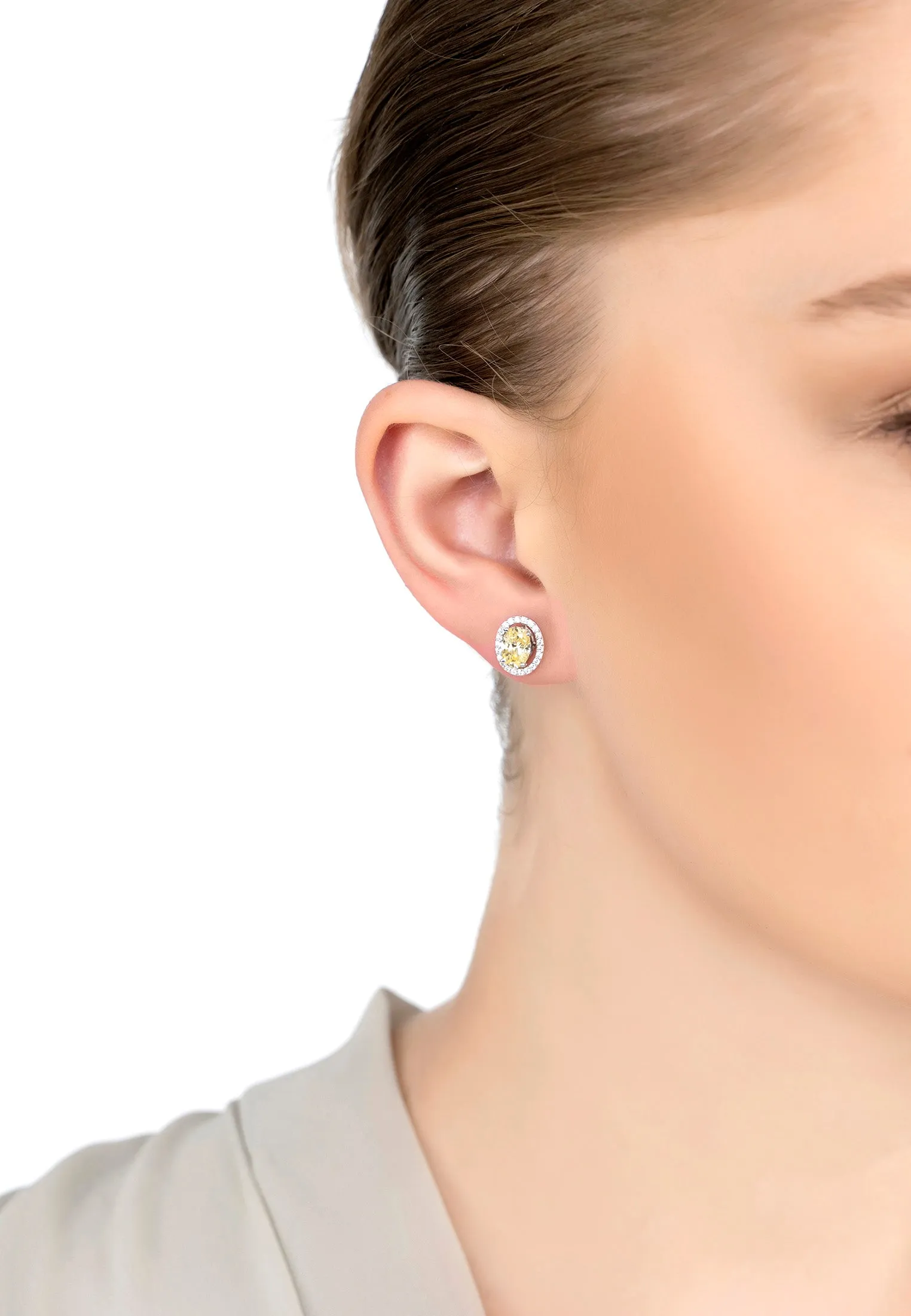 Petite Fleur Convertible Stud Earrings in Silver with Yellow Topaz
