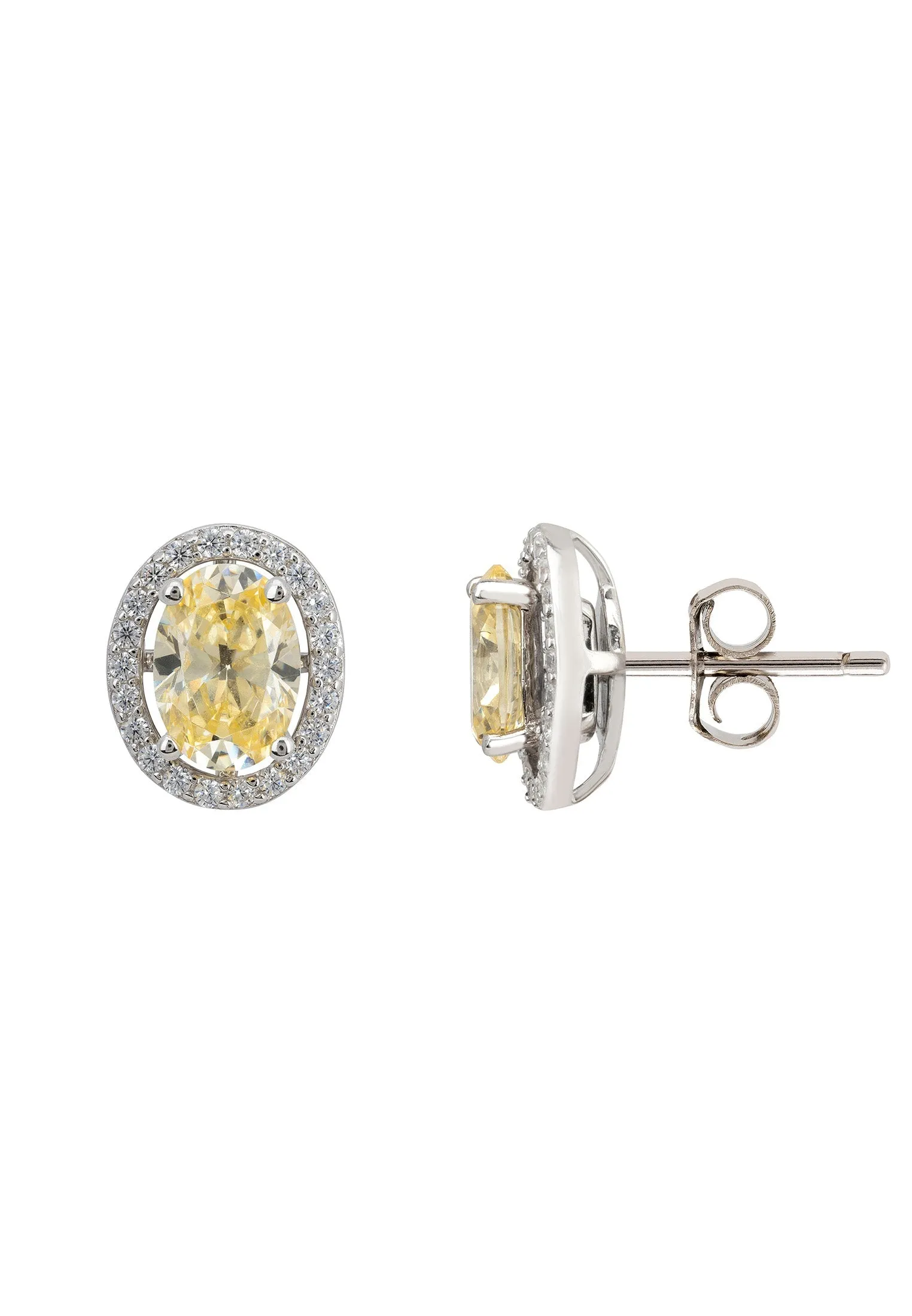 Petite Fleur Convertible Stud Earrings in Silver with Yellow Topaz