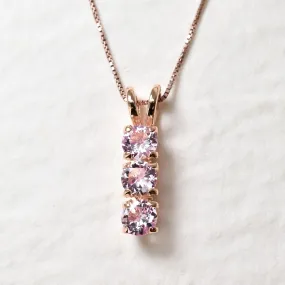 Pink Morganite Pendant - Rose Gold Necklace - Pink Trilogy Necklace