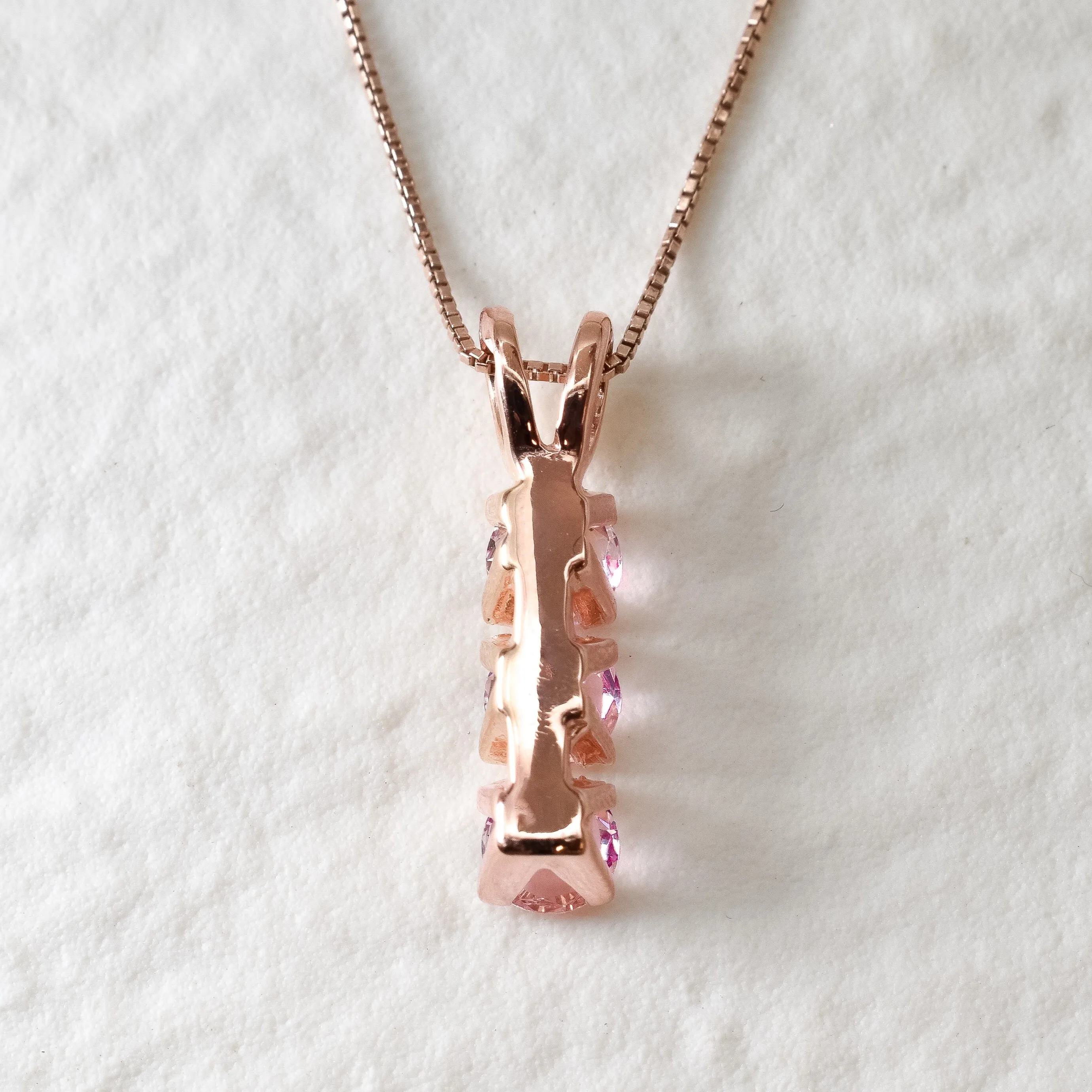 Pink Morganite Pendant - Rose Gold Necklace - Pink Trilogy Necklace