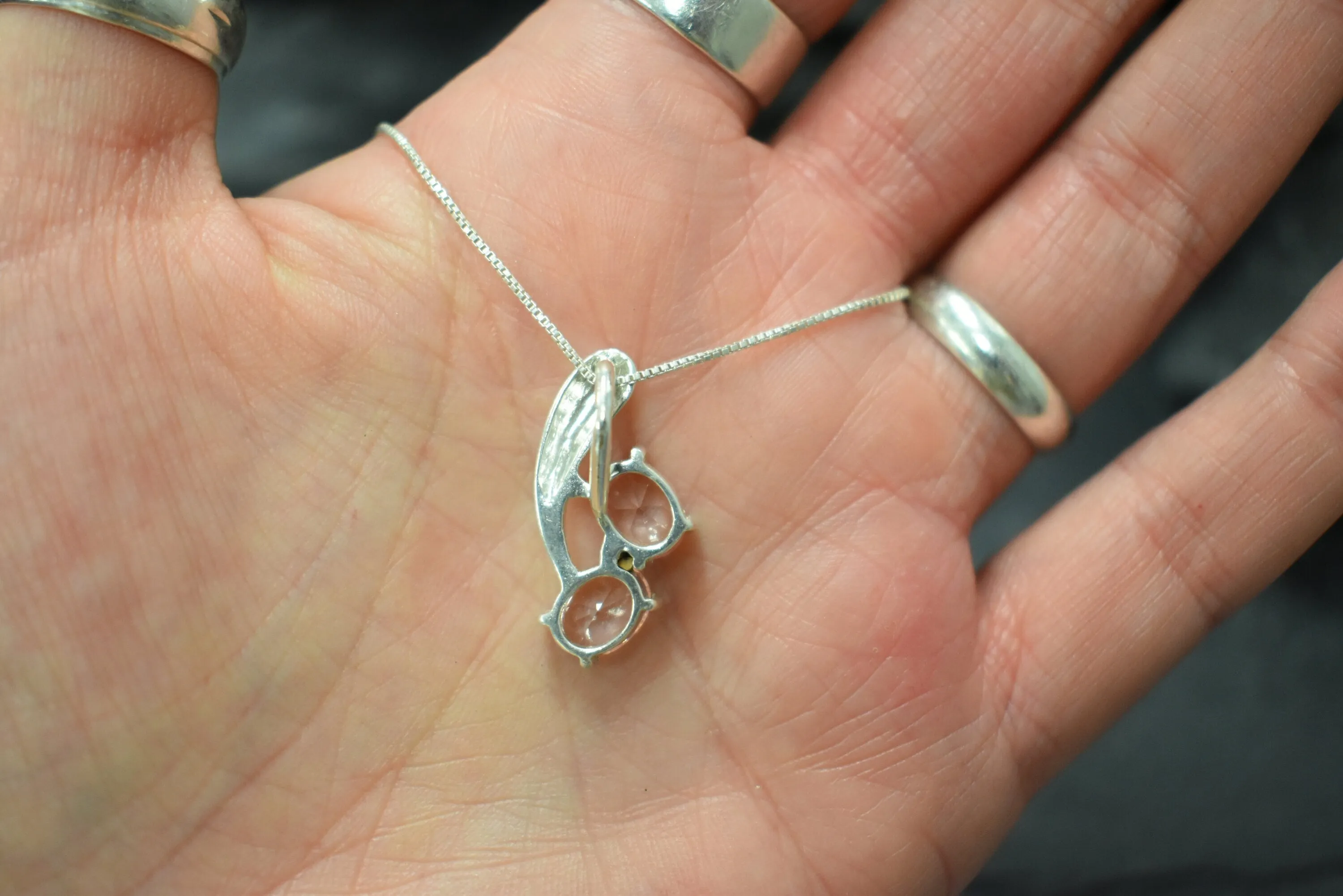Pink Morganite Pendant - Two Stone Necklace - Pink Diamond Necklace