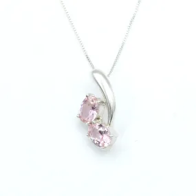 Pink Morganite Pendant - Two Stone Necklace - Pink Diamond Necklace