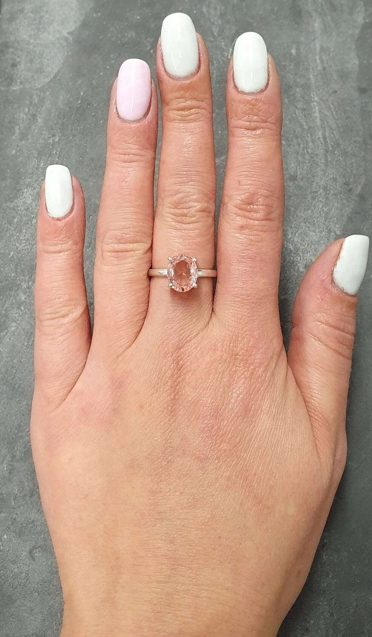 Pink Morganite Ring - Pink Solitaire Ring - Dainty Vintage Ring