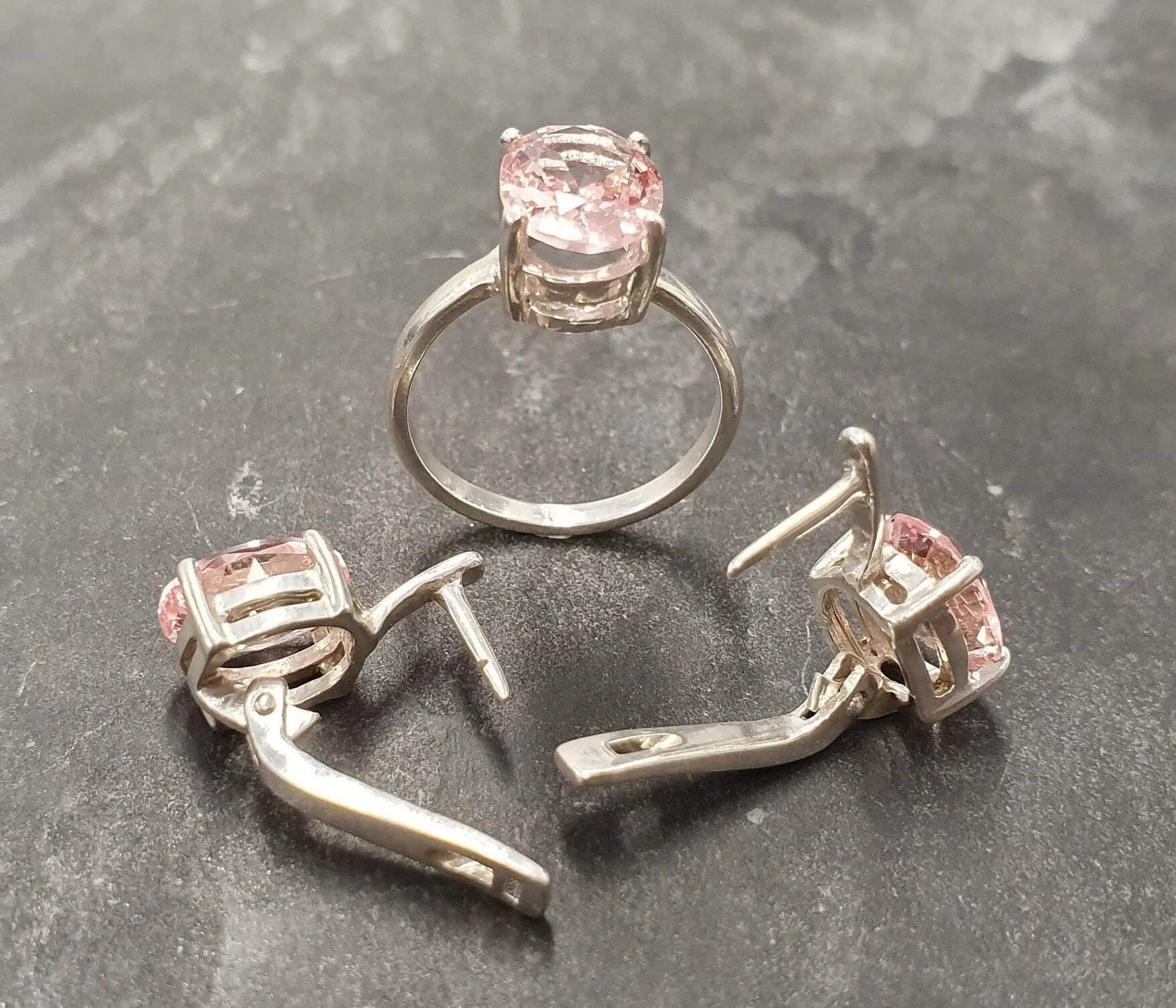 Pink Morganite Ring - Pink Solitaire Ring - Dainty Vintage Ring