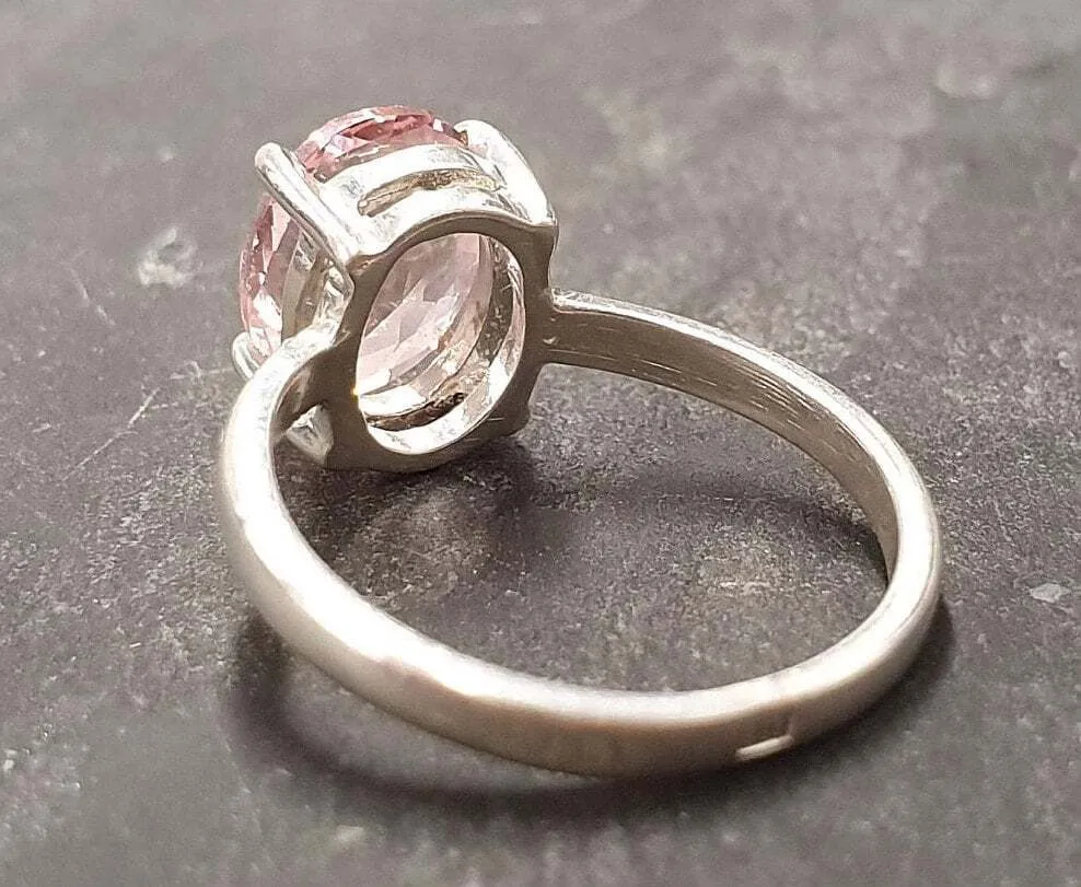 Pink Morganite Ring - Pink Solitaire Ring - Dainty Vintage Ring