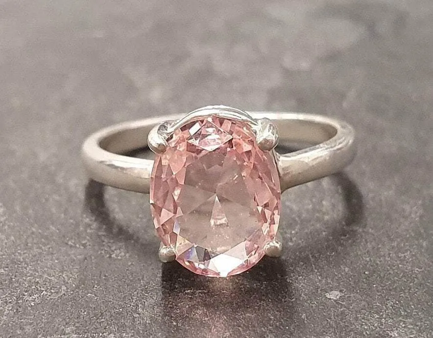 Pink Morganite Ring - Pink Solitaire Ring - Dainty Vintage Ring