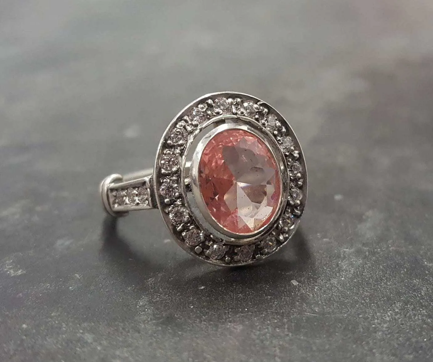 Pink Morganite Ring - Victorian Engagement Ring - Pink Vintage Ring